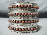 Colossal Signed Coral Snake Eyes Native American Zuni Sterling Silver Bracelet-Nativo Arts