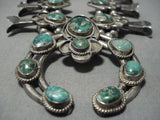 190 Grm Vintage Native American Jewelry Navajo Royston Turquoise Sterling Silver Squash Blossom Necklace-Nativo Arts