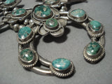 190 Grm Vintage Native American Jewelry Navajo Royston Turquoise Sterling Silver Squash Blossom Necklace-Nativo Arts