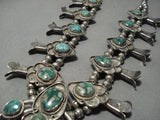 190 Grm Vintage Native American Jewelry Navajo Royston Turquoise Sterling Silver Squash Blossom Necklace-Nativo Arts