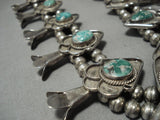190 Grm Vintage Native American Jewelry Navajo Royston Turquoise Sterling Silver Squash Blossom Necklace-Nativo Arts