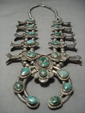 190 Grm Vintage Native American Jewelry Navajo Royston Turquoise Sterling Silver Squash Blossom Necklace-Nativo Arts