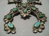 1900's Vintage Native American Navajo Green Turquoise Sterling Silver Squash Blossom Necklace-Nativo Arts