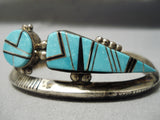Native American Museum Vintage Navajo Turquoise Kachina Sterling Silver Bracelet Old-Nativo Arts