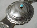 Early Hand Tooled Vintage Native American Navajo Turquoise Sterling Silver Concho Belt-Nativo Arts