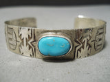 Amazing Vintage Native American Hopi Blue Gem Turquoise Sterling Silver Bracelet-Nativo Arts