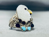 One Of The Most Unique Ever Vintage Native American Zuni Eagle Turquoise Sterling Silver Ring-Nativo Arts
