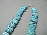 Opulent Vintage Native American Navajo Rectangle Turquoise Heishi Sterling Silver Necklace-Nativo Arts
