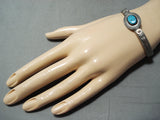Signed Vintage Native American Navajo Sleeping Beauty Turquoise Sterling Silver Bracelet-Nativo Arts