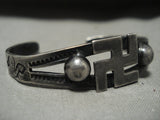 1920's/30's Vintage Navajo Whirling Logs Native American Jewelry Silver Bracelet Old-Nativo Arts