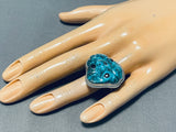 One Of A Kind Native American Navajo Blue Diamond Turquoise Frog Sterling Silver Ben Begaye Ring-Nativo Arts
