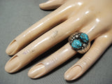 Marvelous Vintage Navajo Turquoise Sterling Silver Ring Native American Old-Nativo Arts