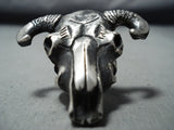 Heavy Fascinating San Felipe Sterling Silver Skull Ring-Nativo Arts