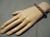 Thick Heavy Vintage Native American Navajo Two Tone Twist Sterling Silver Bracelet-Nativo Arts