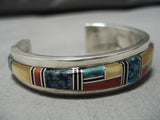 Native American Rare Chee Family Lone Mountain Turquoise Sterling Silver Bracelet Cuff Old-Nativo Arts