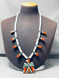 Native American Early 1900s Vintage Santo Domingo Turquoise Necklace Old-Nativo Arts