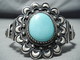 Breathtaking Signed Navajo Native American Turquoise Sterling Silver Bracelet-Nativo Arts