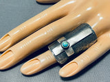 Advanced Silver Work Native American Navajo Royston Turquois Cross Sterling Silver Ring-Nativo Arts
