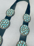 Gasp! Vintage Native American Navajo Turquoise Cluster Sterling Silver Concho Belt-Nativo Arts