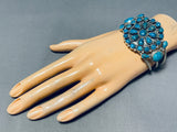 Rare Native American Navajo Blue Diamond Turquoise Sterling Silver Cluster Bracelet-Nativo Arts