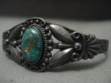 1930's Heavy Patina Vintage Navajo Domed Cerrillos Turquoise Native American Jewelry Silver Bracelet-Nativo Arts