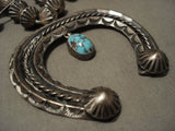 1930's Vintage Navajo Native American Jewelry jewelry Hogan Bead Bisbee Turquoise Squash Blossom Necklace-Nativo Arts