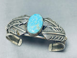 One Of The Most Unique Leaf Vintage Native American Navajo Turquoise Sterling Silver Bracelet-Nativo Arts