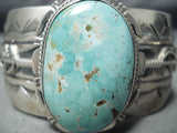 Very Detailed! Vintage Native American Navajo #8 Turquoise Sterling Silver Feather Bracelet-Nativo Arts