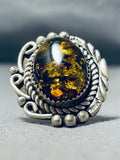 Dazzling Ancient Tree Sap Native American Navajo Amber Sterling Silver Ring-Nativo Arts