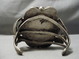 Statement Vintage Native American Navajo Green Turquoise Sterling Silver Leaf Bracelet Old-Nativo Arts