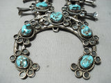 Women's Vintage Native American Navajo Quality Turquoise Sterling Silver Squash Blossom Necklace-Nativo Arts