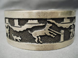 Detailed Vintage Navajo Hand Wrought Sterling Silver Native American Bracelet-Nativo Arts