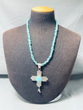 Remarkable Native American Navajo Kingman Turquoise Sterling Silver Necklace Zia-Nativo Arts