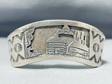 Waving Cuff Vintage Native American Navajo Sterling Silver Hogan Bracelet-Nativo Arts