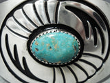 Swirling Mesmerizing Vintage Native American Navajo Blue Gem Turquoise Sterling Silver Bracelet-Nativo Arts