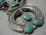 1940's Vintage Native American Navajo Royston Turquoise Sterling Silver Squash Blossom Necklace-Nativo Arts