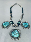 Unique Vintage Native American Navajo Turquoise Heishi Sterling Silver Necklace-Nativo Arts