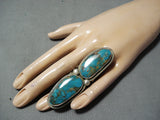 Colossal Native American Navajo Turquoise Mountain Turquoise Sterling Silver Ring-Nativo Arts