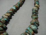 195 Grams! Vintage Native American Jewelry Navajo Green Turquoise Sterling Silver Necklace Old-Nativo Arts