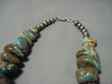 195 Grams! Vintage Native American Jewelry Navajo Green Turquoise Sterling Silver Necklace Old-Nativo Arts