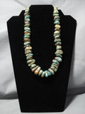 195 Grams! Vintage Native American Jewelry Navajo Green Turquoise Sterling Silver Necklace Old-Nativo Arts