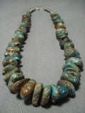 195 Grams! Vintage Native American Jewelry Navajo Green Turquoise Sterling Silver Necklace Old-Nativo Arts