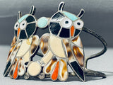 Native American Best Vintage Navajo Huge Museum Owl Turquoise Sterling Silver Bracelet-Nativo Arts