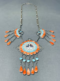 Glorious Vintage Native American Zuni Turquoise Sunface Sterling Silver Necklace-Nativo Arts