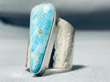 Amazing Native American Navajo Old Kingman Turquoise Sterling Silver Ring-Nativo Arts