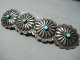 Amazing Native American Navajo Sleeping Beauty Turquoise Sterling Silver Barrette-Nativo Arts
