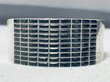 One Of The Best Vintage Native American Navajo Black Stone Sterling Silver Bracelet Cuff-Nativo Arts