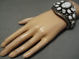 One Of The Best Vintage Native American Navajo White Buffalo Turquoise Sterling Silver Bracelet-Nativo Arts