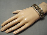 Incredibly Intricate! Vintage Native American Navajo Sterling Silver Leaf Gold Bracelet-Nativo Arts