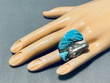 Native American One Of The Most Unique Ever Vintage Navajo Turquoise Horse Sterling Silver Ring-Nativo Arts